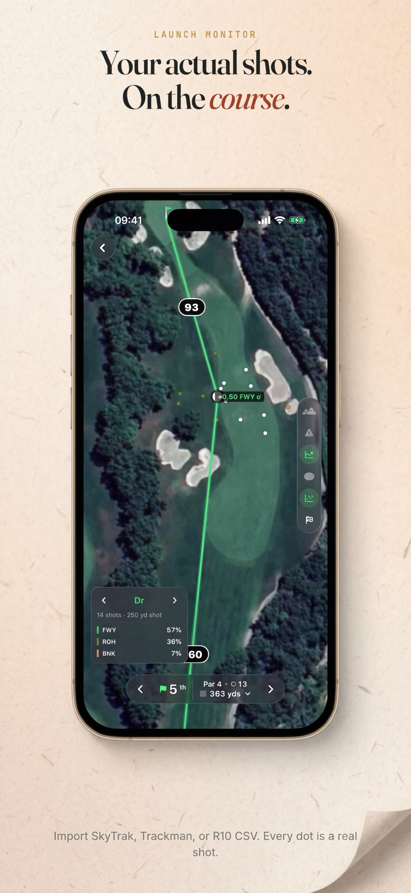 Hole preview with strokes-gained aim line